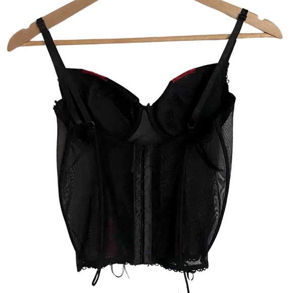 JOLIE BLACK AND RED BUSTIER CORSET MESH AND LACE TOP SIZE MEDIUM - Picture 2 of 7